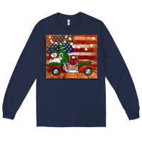 Navy christmas truck with american flag Long Sleeve Tee - Jasminsmagicworld