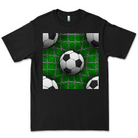 Black soccer ball with goal nets seamless pattern Premium Tee - BundleAndBundleShop