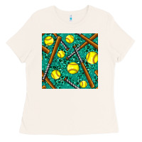 Bone softball bat with leopard and glitter seamless pattern Ladies Tee - BundleAndBundleShop