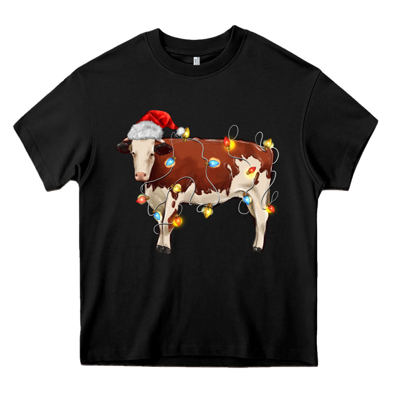 Christmas Cow Heavy Core Tee by MaliasSmallBusiness | Teevron