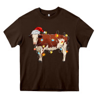 Chocolate Brown Christmas cow Heavy Core Tee - MaliasSmallBusiness