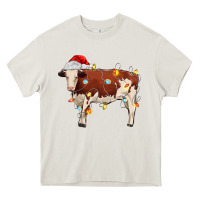Cream Christmas cow Heavy Core Tee - MaliasSmallBusiness