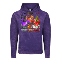 Cloud Purple happy hallothanksmas dinosaur Vintage Hoodie - texasbilliewilder