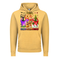 Vintage Mustard happy hallothanksmas dinosaur Vintage Hoodie - texasbilliewilder