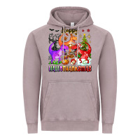Vintage Zinc happy hallothanksmas dinosaur Vintage Hoodie - texasbilliewilder