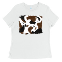 White cowhide Ladies Tee - RanaPortraitStore