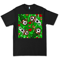 Black soccer gnomes and hearts seamless pattern Premium Tee - BundleAndBundleShop