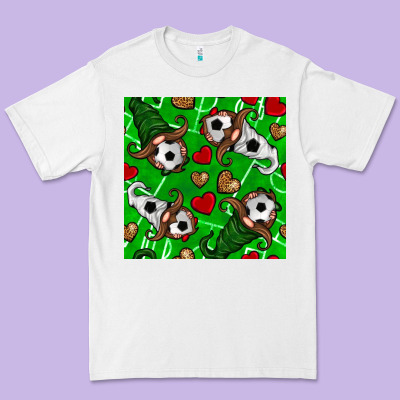 Soccer Gnomes And Hearts Seamless Pattern Premium Tee Designed By Bundleandbundleshop