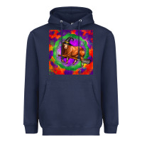 Navy halloween red angus bull Heavyweight Hoodie - LillyAllenDesigns