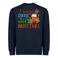 Navy I Run On Coffee And Basketball Frappe Heavyweight Sweatshirt - FaDigitalArtStudio