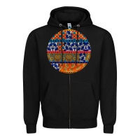 Black african fabric pattern round earrings Zipper Hoodie - BundleAndBundleShop