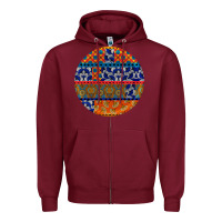 African Fabric Pattern Round Earrings Zipper Hoodie | Teevron
