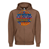 Chestnut african fabric pattern round earrings Zipper Hoodie - BundleAndBundleShop
