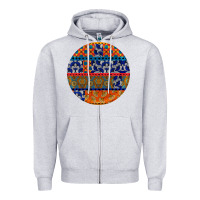 Heather Grey african fabric pattern round earrings Zipper Hoodie - BundleAndBundleShop
