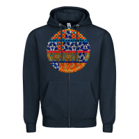 Navy african fabric pattern round earrings Zipper Hoodie - BundleAndBundleShop