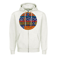 Oatmeal Heather african fabric pattern round earrings Zipper Hoodie - BundleAndBundleShop