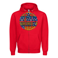 Red african fabric pattern round earrings Zipper Hoodie - BundleAndBundleShop