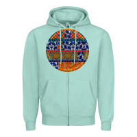 Seafoam african fabric pattern round earrings Zipper Hoodie - BundleAndBundleShop