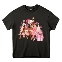 Asphalt reindeer pink christmas Heavy Core Tee - MaliasSmallBusiness