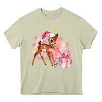 Mossy reindeer pink christmas Heavy Core Tee - MaliasSmallBusiness