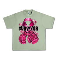 Oil Green Survivor Breast Cancer with boxing gloves Urban Heavy Tee - NancyCooperArtShop