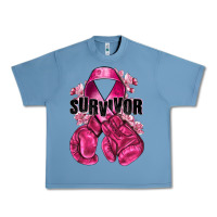 Pebble Blue Survivor Breast Cancer with boxing gloves Urban Heavy Tee - NancyCooperArtShop