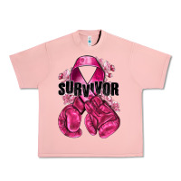 Salmon Survivor Breast Cancer with boxing gloves Urban Heavy Tee - NancyCooperArtShop