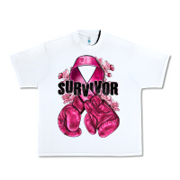 White Survivor Breast Cancer with boxing gloves Urban Heavy Tee - NancyCooperArtShop