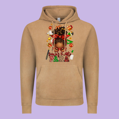 Santa's Favorite Para Afro Messy Bun Vintage Hoodie Designed By Texasbilliewilder