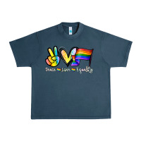 Midnight Navy Peace love equality Urban Heavy Tee - NancyCooperArtShop
