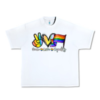 White Peace love equality Urban Heavy Tee - NancyCooperArtShop