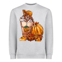 Heather Grey Pumpkin Spice Coffee Heavyweight Sweatshirt - FaDigitalArtStudio