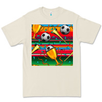 Bone soccer winner cup and vuvuzela with serape seamless pattern Premium Tee - BundleAndBundleShop