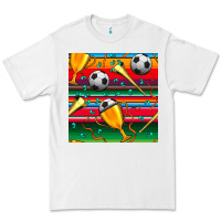 Soccer Winner Cup And Vuvuzela With Serape Seamless Pattern Premium Tee | Teevron