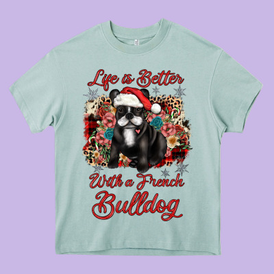 Christmas Life Is Better With A French Bulldog Heavy Core Tee Designed By Jahusdesignshop