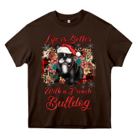 Chocolate Brown christmas life is better with a french bulldog Heavy Core Tee - JahusDesignShop