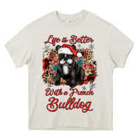 Cream christmas life is better with a french bulldog Heavy Core Tee - JahusDesignShop
