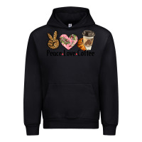 Black peace love coffee Urban Hoodie - BarkalooDesign