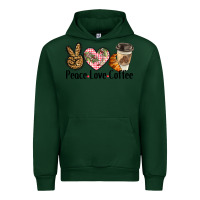 Forest Green peace love coffee Urban Hoodie - BarkalooDesign