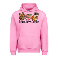Fuchsia Pink peace love coffee Urban Hoodie - BarkalooDesign