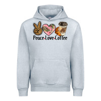 Heather Grey peace love coffee Urban Hoodie - BarkalooDesign