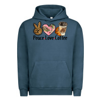 Pigment Midnight Navy peace love coffee Urban Hoodie - BarkalooDesign