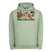 Pigment Oil Green peace love coffee Urban Hoodie - BarkalooDesign