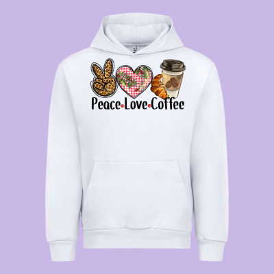 Peace Love Coffee Urban Hoodie Designed By Barkaloodesign