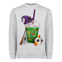 Heather Grey Halloween Spooky Pumpkins Frappe Heavyweight Sweatshirt - FaDigitalArtStudio