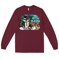 Burgundy its freezin season Long Sleeve Tee - CowGirlArtShop