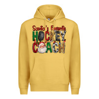 Antique Gold Santa's Favorite Hockey Coach For Christmas Premium Hoodie - FaDigitalArtStudio
