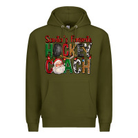 Army Green Santa's Favorite Hockey Coach For Christmas Premium Hoodie - FaDigitalArtStudio