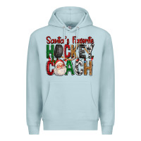 Blue Mist Santa's Favorite Hockey Coach For Christmas Premium Hoodie - FaDigitalArtStudio