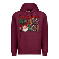 Burgundy Santa's Favorite Hockey Coach For Christmas Premium Hoodie - FaDigitalArtStudio